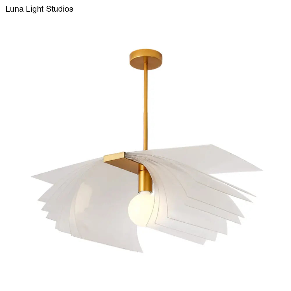 Modernist Gold Led Ceiling Light: Paper Shape Semi Flush Acrylic Design For Dining Room