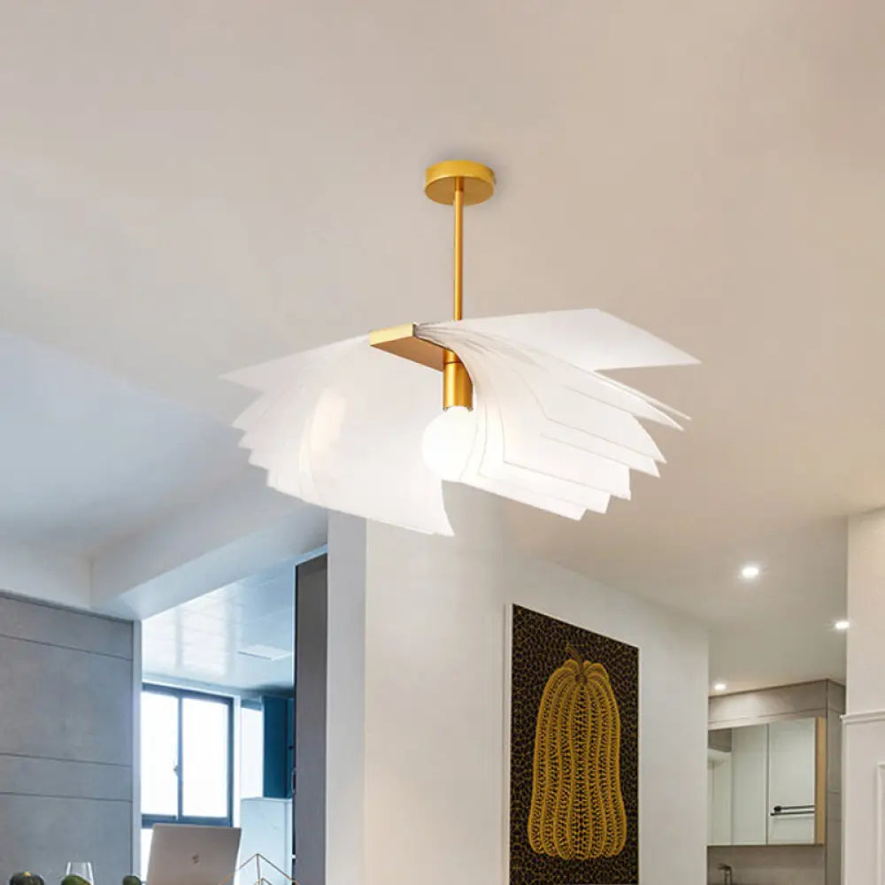 Modernist Gold Led Ceiling Light: Paper Shape Semi Flush Acrylic Design For Dining Room