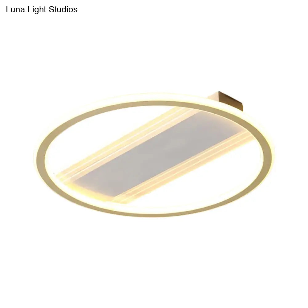 Modernist Gold Led Flush Mount Lamp 16.5/20.5 Width For Bedrooms