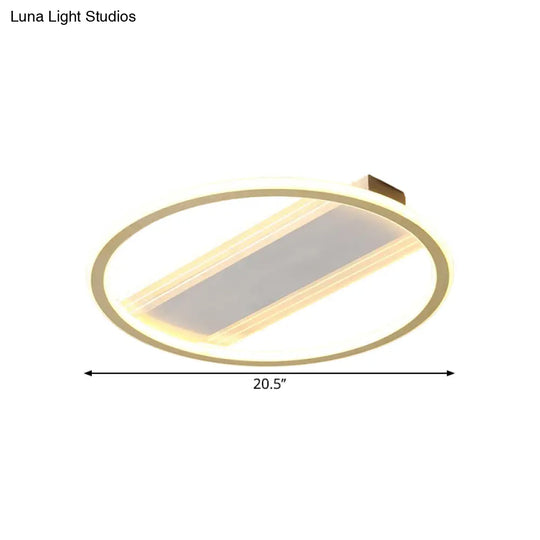 Modernist Gold Led Flush Mount Lamp 16.5/20.5 Width For Bedrooms