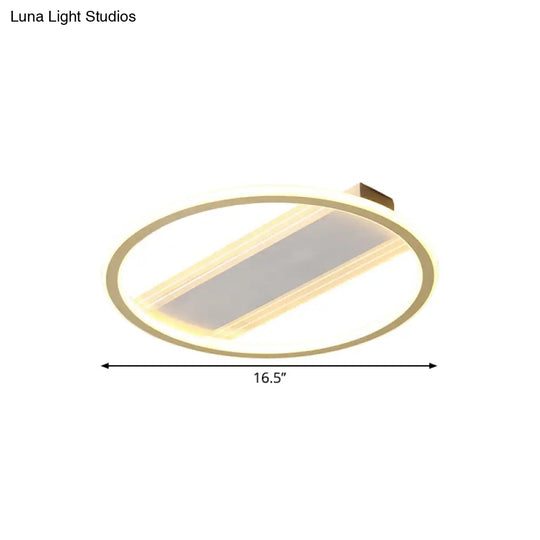 Modernist Gold Led Flush Mount Lamp 16.5/20.5 Width For Bedrooms