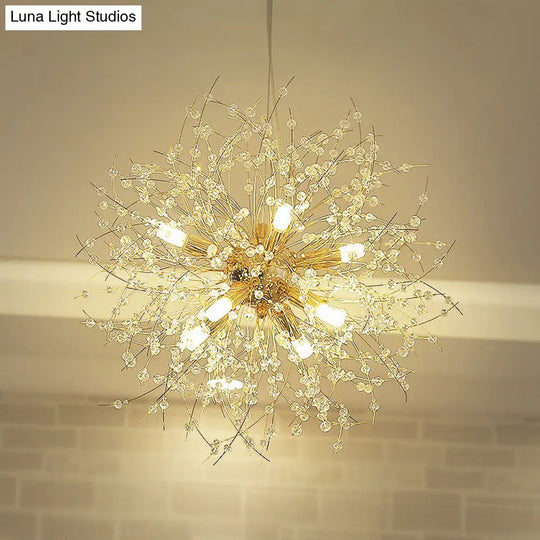 Modernist Gold/Silver Firework Chandelier With Clear Crystal Lights - 16/19.5 Wide 8/9/12 Hanging