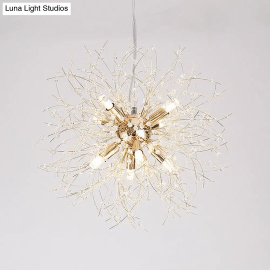 Modernist Gold/Silver Firework Chandelier With Clear Crystal Lights - 16/19.5 Wide 8/9/12 Hanging