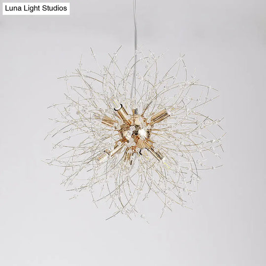 Modernist Gold/Silver Firework Chandelier With Clear Crystal Lights - 16/19.5 Wide 8/9/12 Hanging