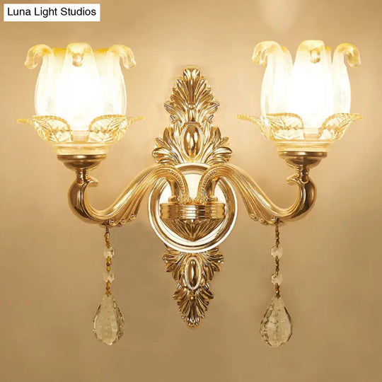 Modernist Gold Wall Sconce With Glass Shade - Elegant Living Room Fixture