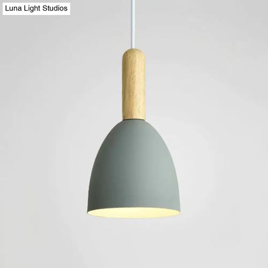 Modernist Grey Bowl Ceiling Light With Metal Shade - Single Bulb Suspension Fixture