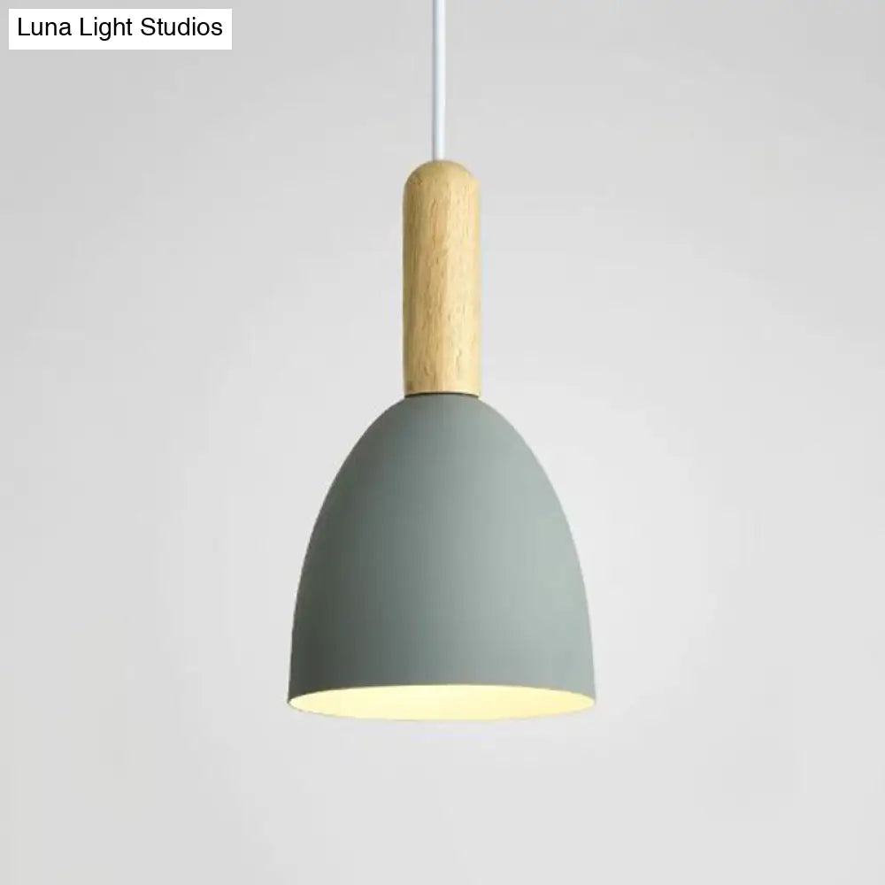 Modernist 1-Bulb Grey Ceiling Light With Metal Shade - Stylish And Suspended Lighting Fixture