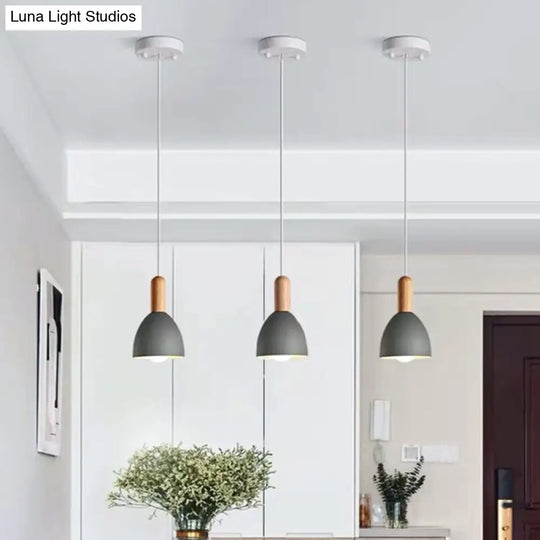 Modernist 1-Bulb Grey Ceiling Light With Metal Shade - Stylish And Suspended Lighting Fixture