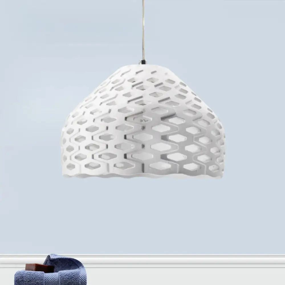 Modernist Gypsum Suspension Lamp With Domed Pendulum Design - White 1 Head