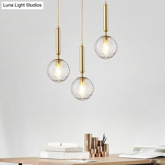 Modern Hammer Glass Pendant Light - Elegant Ball Shaped Hanging Fixture For Restaurants