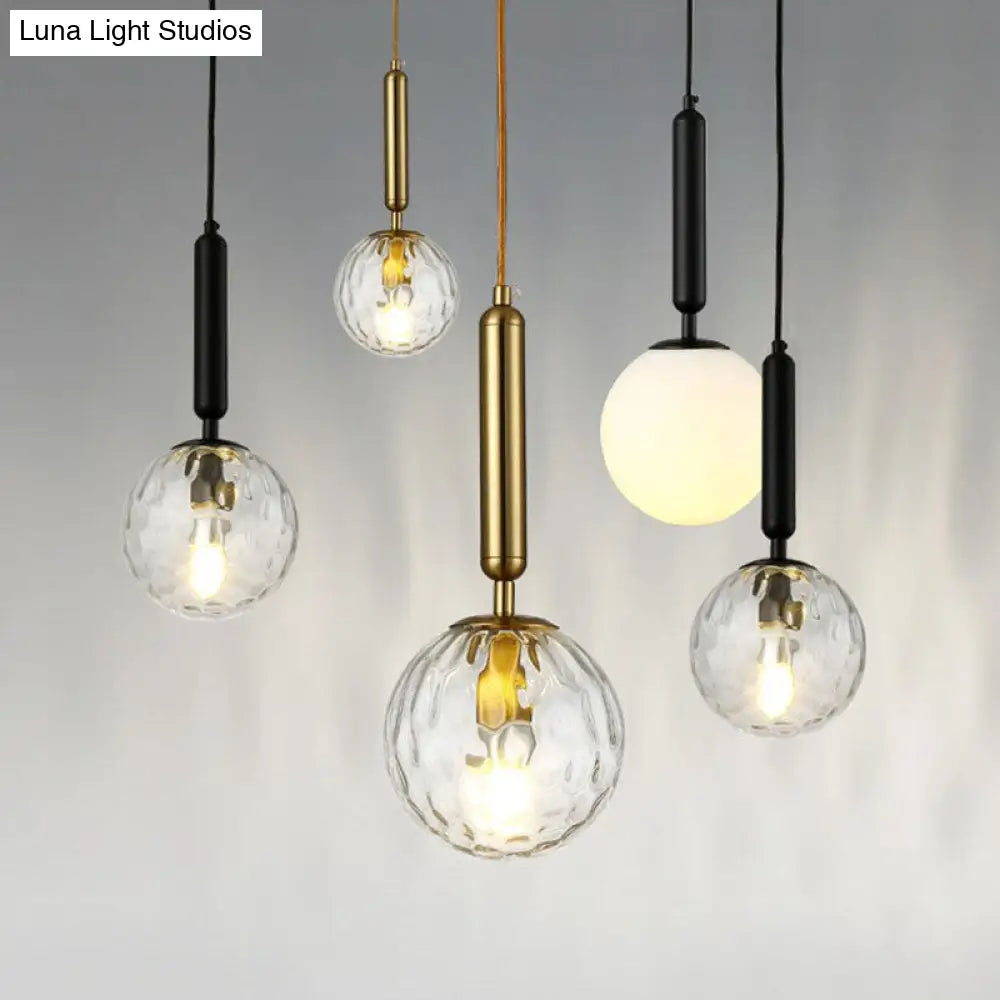 Modern Hammer Glass Pendant Light - Elegant Ball Shaped Hanging Fixture For Restaurants