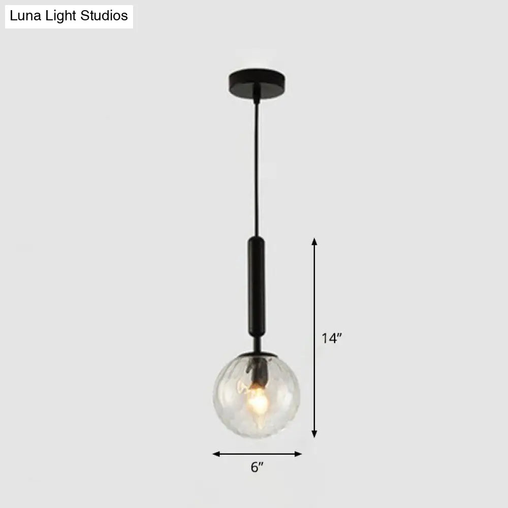 Modern Hammer Glass Pendant Light - Elegant Ball Shaped Hanging Fixture For Restaurants Black