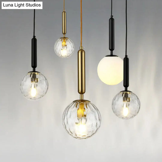 Modernist Hammer Glass Pendant Light - Stylish Hanging Ball Fixture For Restaurants