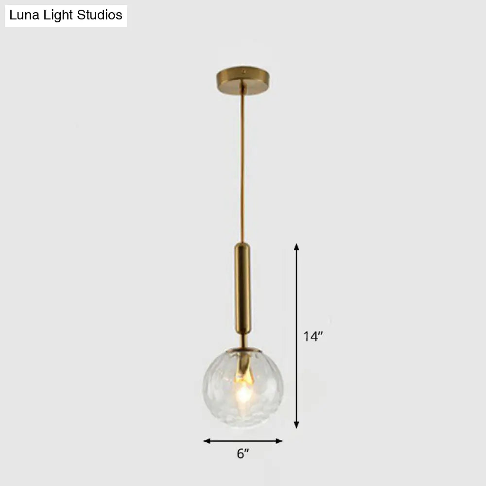 Modern Hammer Glass Pendant Light - Elegant Ball Shaped Hanging Fixture For Restaurants Gold