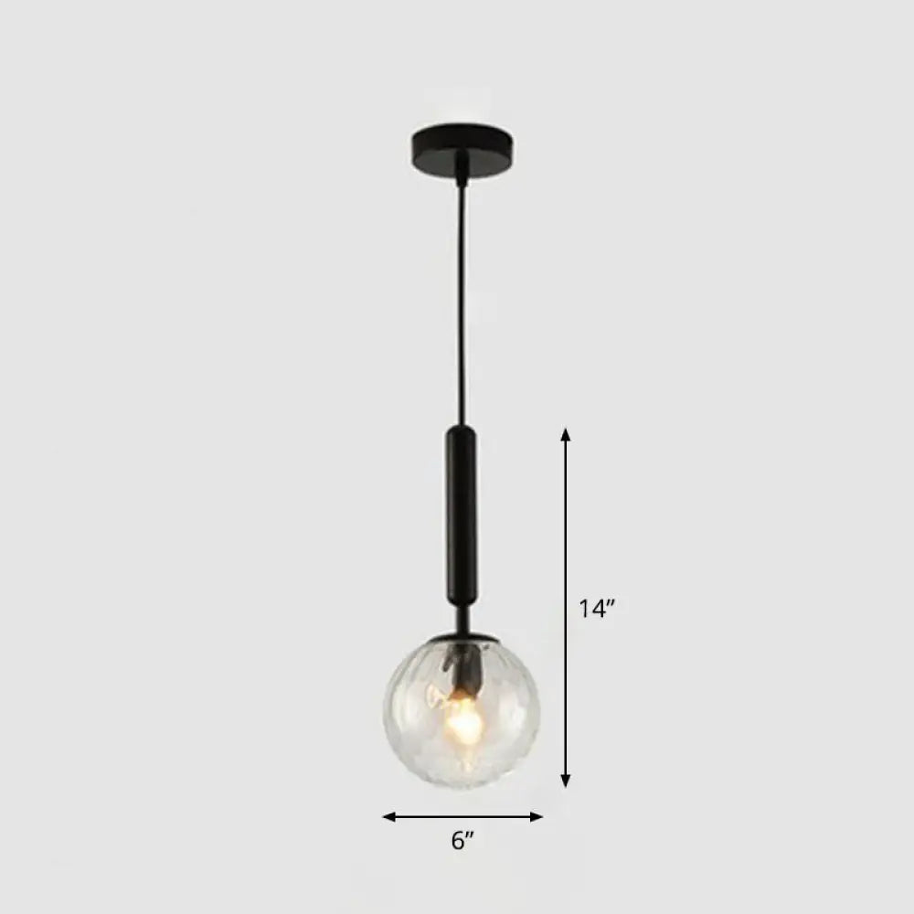 Modernist Hammer Glass Pendant Light - Stylish Hanging Ball Fixture For Restaurants Black