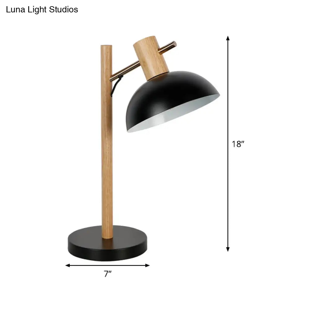 Modernist Hemisphere Task Lighting: Metallic 1-Bulb Reading Lamp In Black For Study