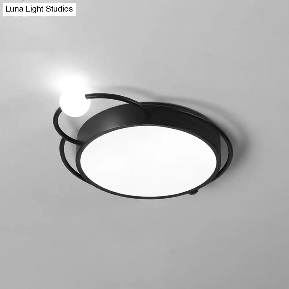 Modernist Iron Flush Mount Lamp In Black/Gold 17/20.5 Wide Led Warm/White Light