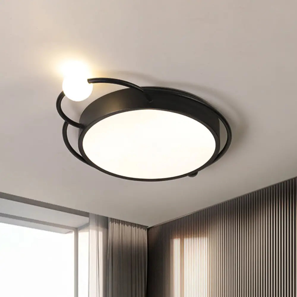 Modernist Iron Flush Mount Lamp In Black/Gold 17’/20.5’ Wide Led Warm/White Light Black / 17’ Warm