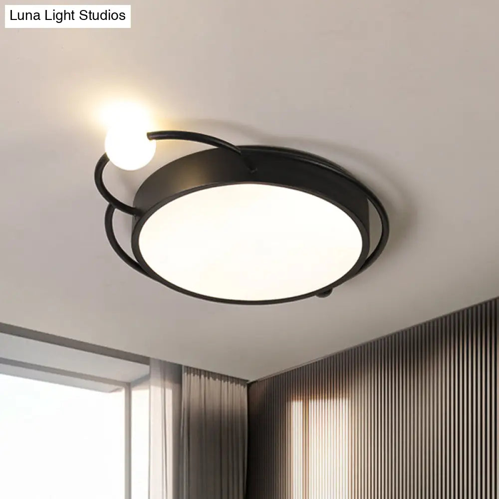 Modernist Iron Flush Mount Lamp In Black/Gold 17/20.5 Wide Led Warm/White Light Black / 17 Warm