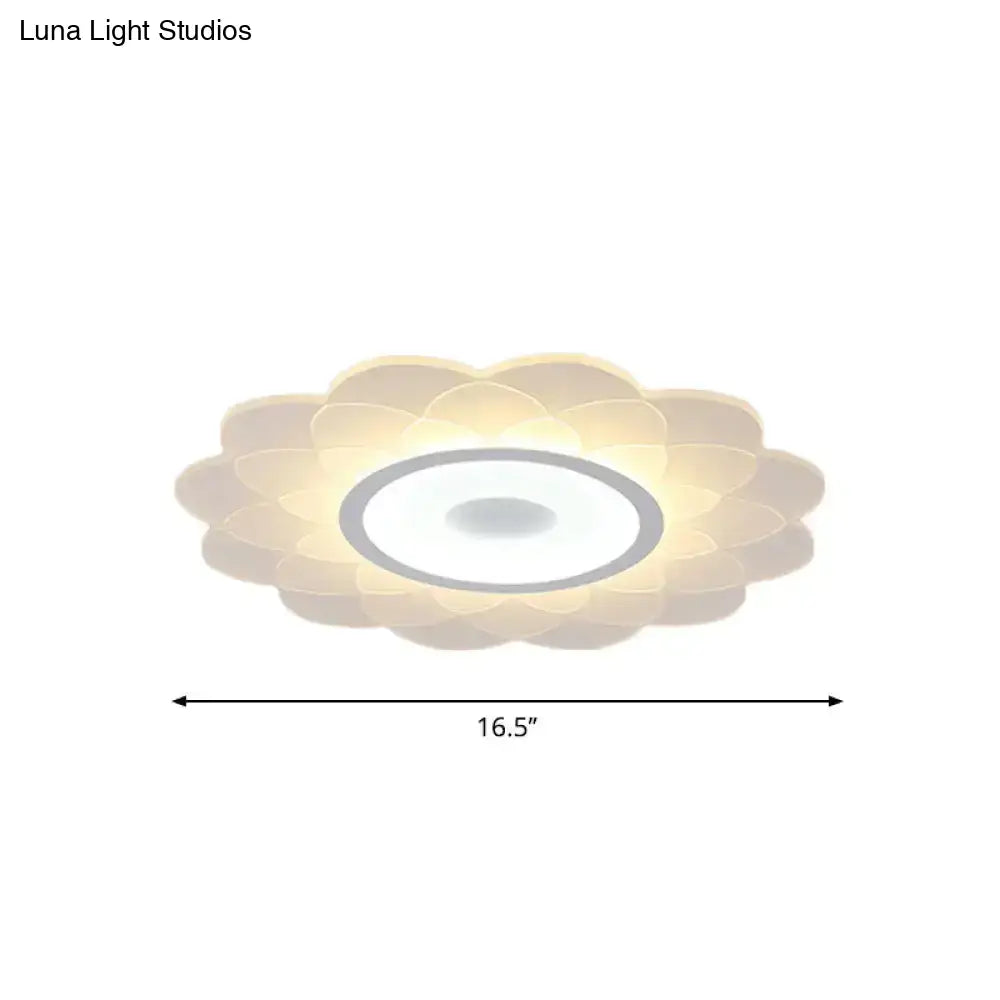 Modernist Led Acrylic Flush Mount Ceiling Light - White Blossom Flower Design In Warm/White