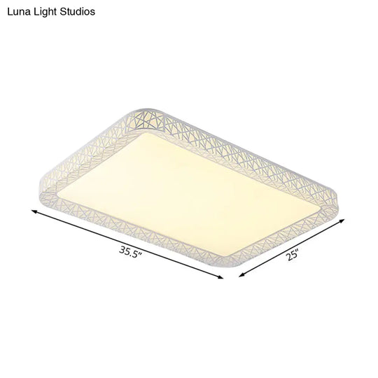 Modernist Led Acrylic Flush Mount Lamp - Square/Rectangular White Ceiling Light With Frosted