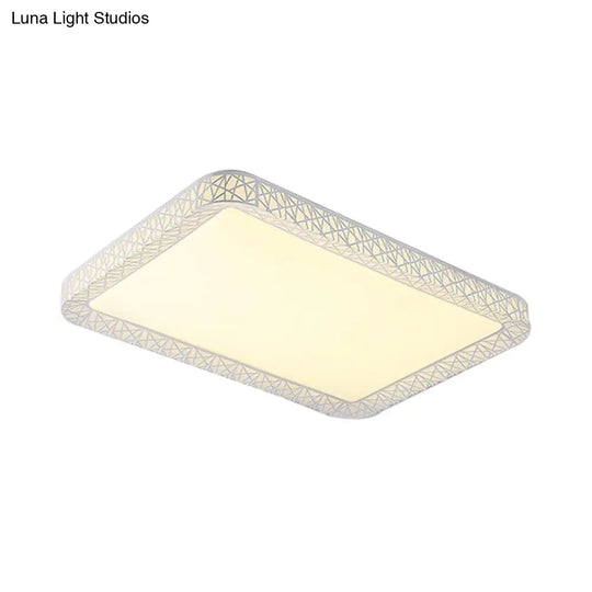 Modernist Led Acrylic Flush Mount Lamp - Square/Rectangular White Ceiling Light With Frosted