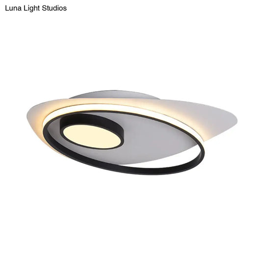 Modernist Led Acrylic Oval Flush Mount Light - Black/White Ceiling Lamp Fixture 18/21.5/27 Wide