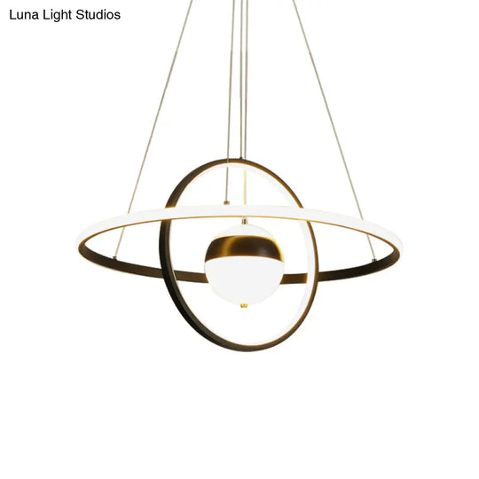 Modernist Black Acrylic Led Pendulum Ceiling Light With Circular Shade