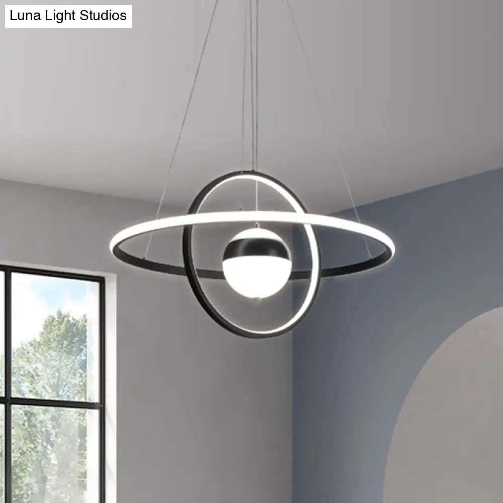 Modernist Led Black Pendulum Lamp With Acrylic Globe Shade – Stylish Hanging Ceiling Light