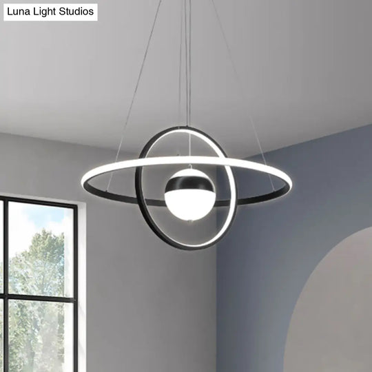 Modernist Led Black Pendulum Lamp With Acrylic Globe Shade – Stylish Hanging Ceiling Light