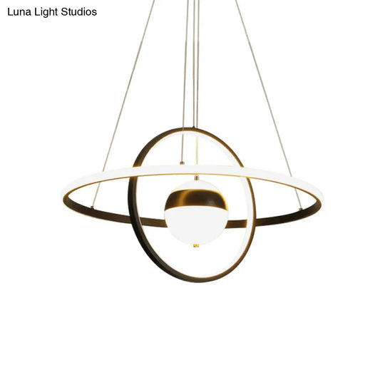 Modernist Led Black Pendulum Lamp With Acrylic Globe Shade – Stylish Hanging Ceiling Light