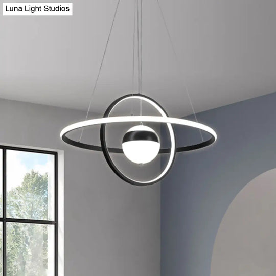 Modernist Black Acrylic Led Pendulum Ceiling Light With Circular Shade