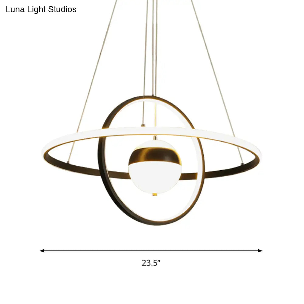 Modernist Led Black Pendulum Lamp With Acrylic Globe Shade – Stylish Hanging Ceiling Light