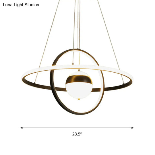 Modernist Black Acrylic Led Pendulum Ceiling Light With Circular Shade