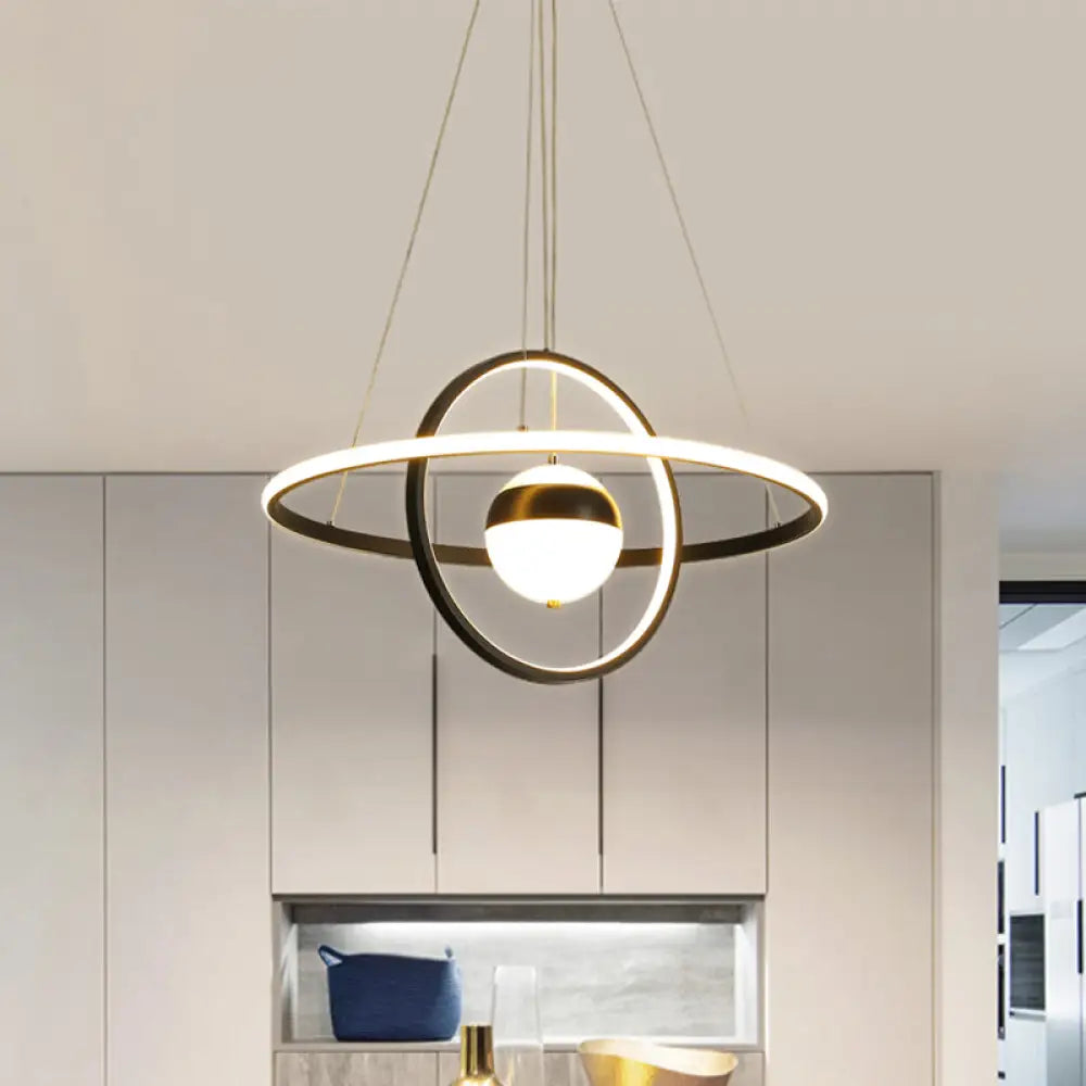 Modernist Led Black Pendulum Lamp With Acrylic Globe Shade – Stylish Hanging Ceiling Light