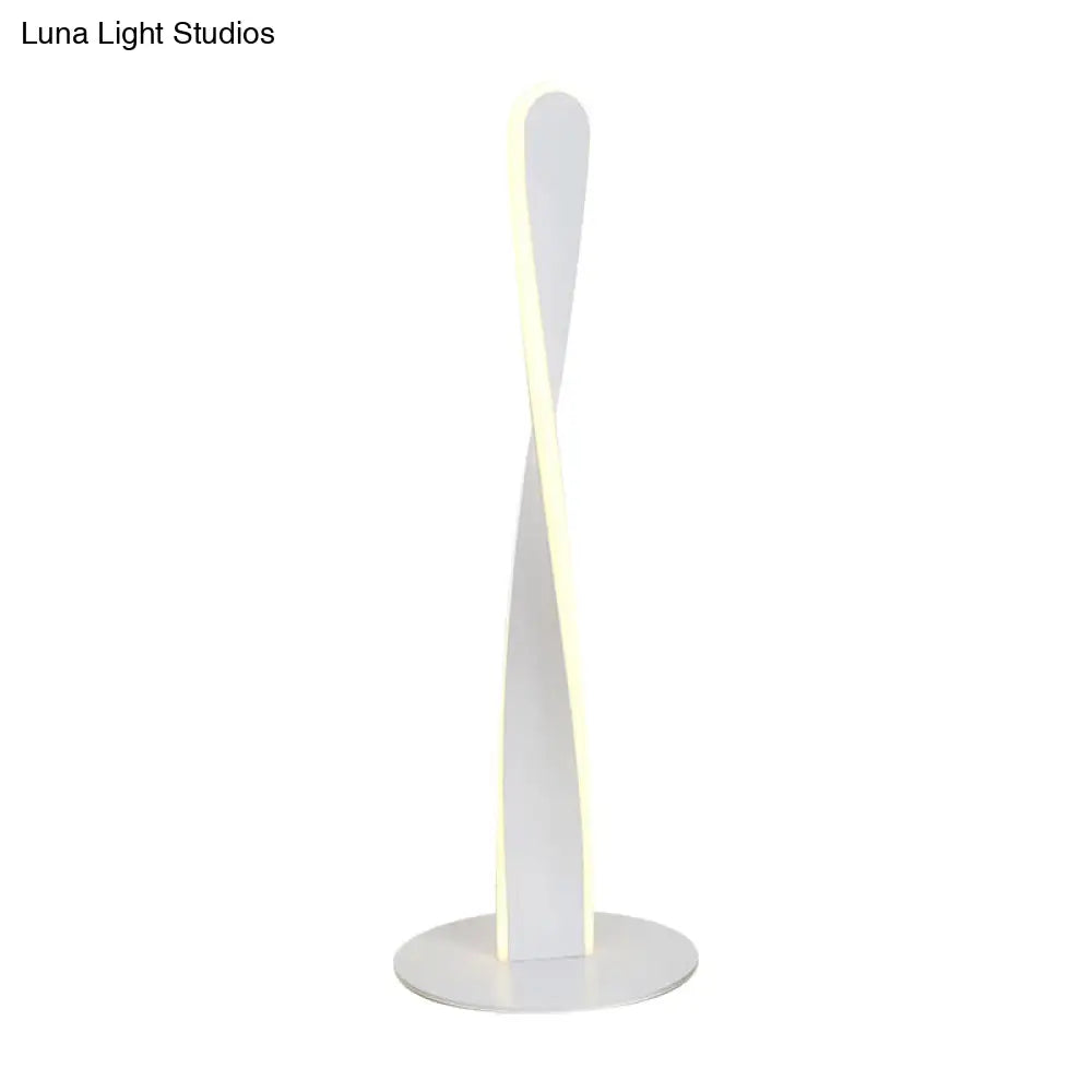 Modernist Led Desk Lamp: White Spiral Reading Light For Bedroom