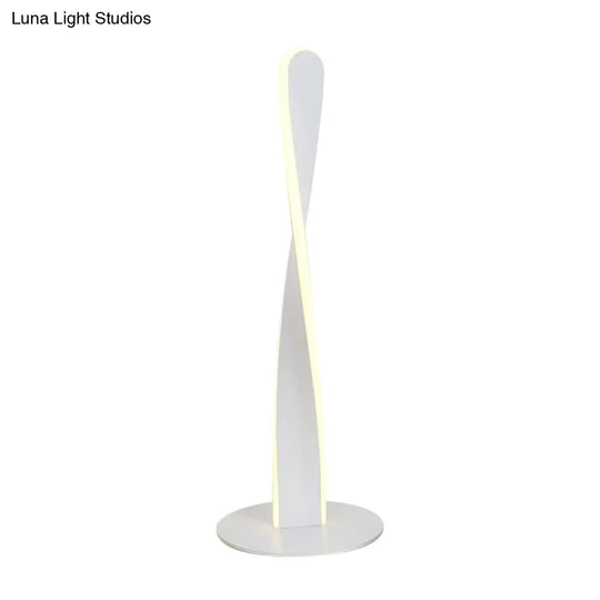 Modernist Led Desk Lamp: White Spiral Reading Light For Bedroom