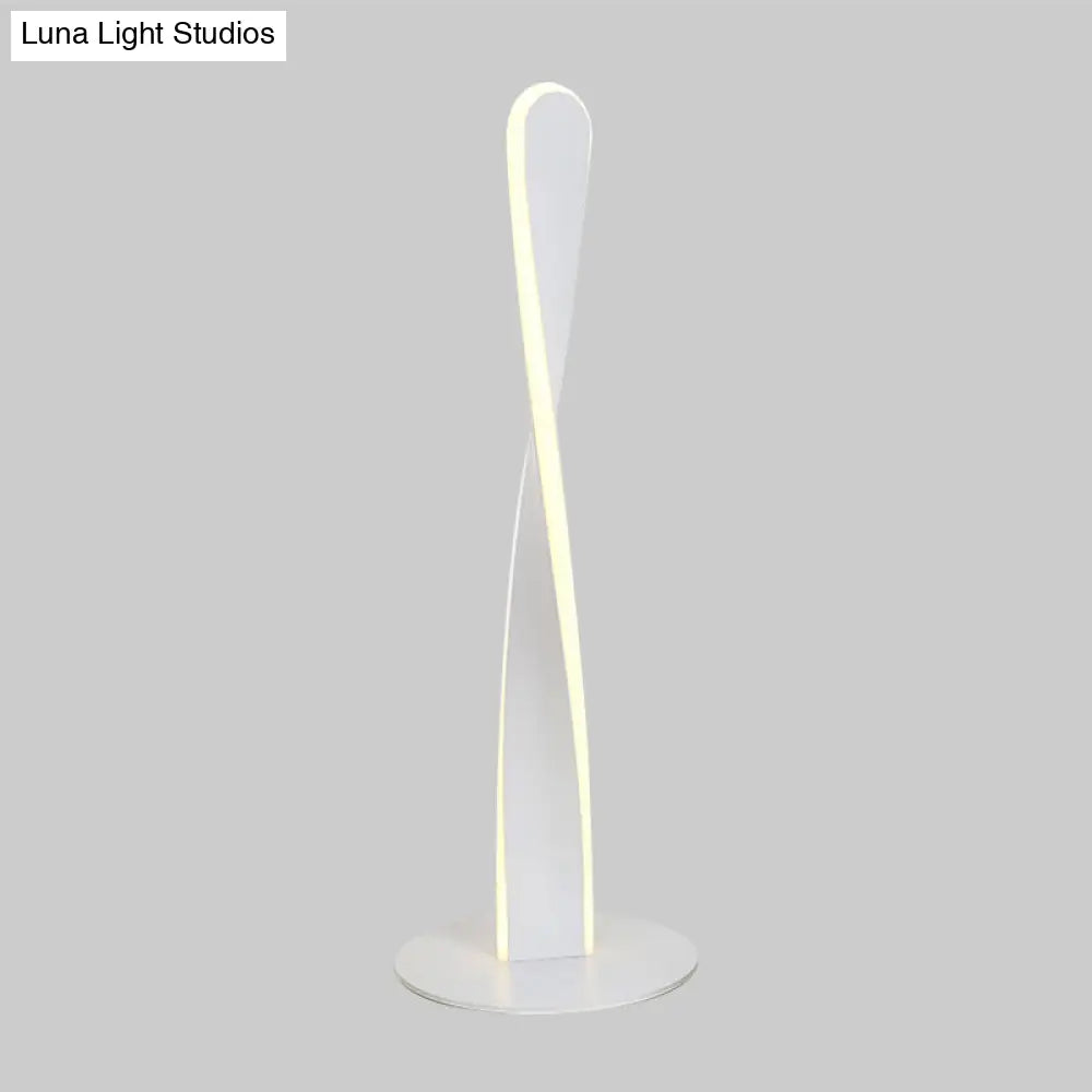 Modernist Led Desk Lamp: White Spiral Reading Light For Bedroom