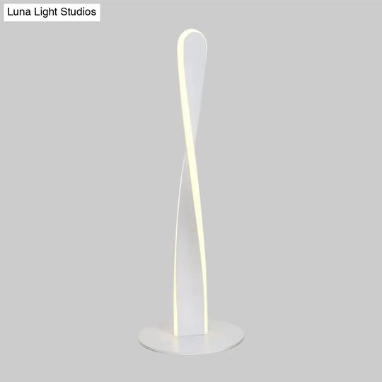 Modernist Led Desk Lamp: White Spiral Reading Light For Bedroom