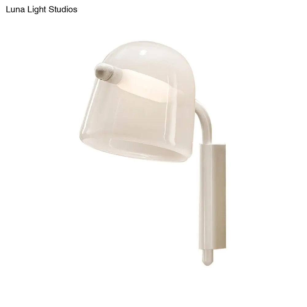 Modernist Led Dome Living Room Sconce Wall Lamp In White/Black Glass