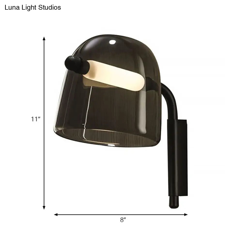 Modernist Led Dome Living Room Sconce Wall Lamp In White/Black Glass