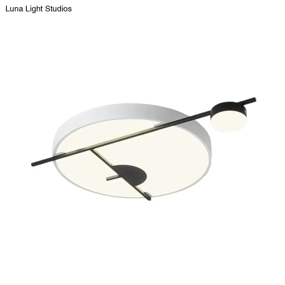 Modernist Led Flush Mount Ceiling Lamp Black/White-Gold Drum Fixture Acrylic Shade Warm/White Light