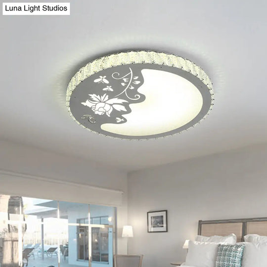 Modernist Led Flush Mount Crystal Ceiling Lamp With Butterfly & Flower Design