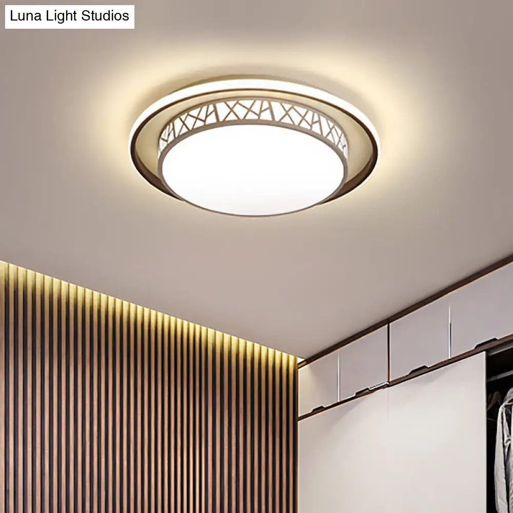 Modernist Led Flush Mount Lamp With White Acrylic Shade - Bedroom Lighting
