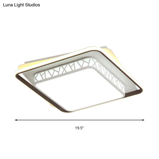 Modernist Led Flush Mount Lamp With White Acrylic Shade - Bedroom Lighting