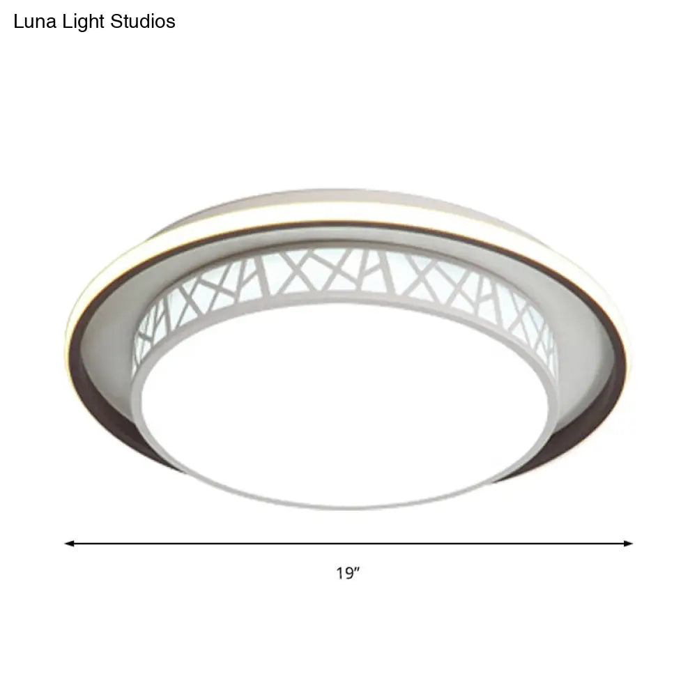 Modernist Led Flush Mount Lamp With White Acrylic Shade - Bedroom Lighting