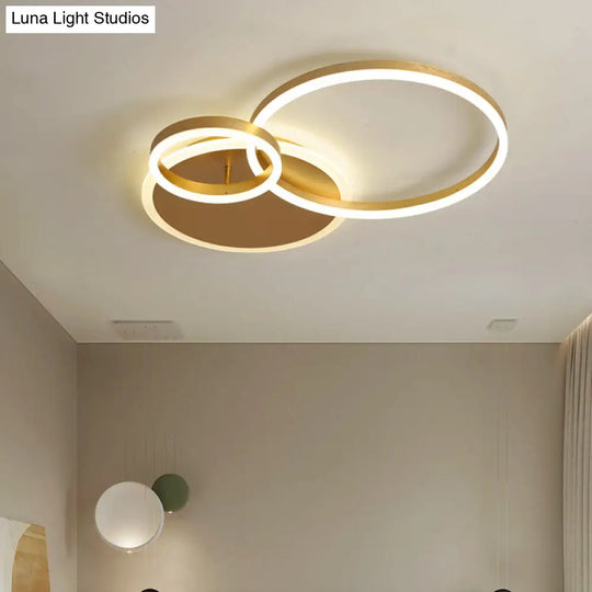 Modernist Led Flushmount Gold Hoop Ceiling Light Acrylic Shade Warm/White 2/3/5-Head