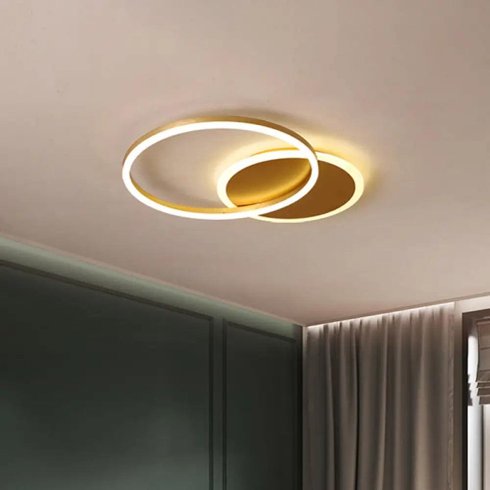 Modernist Led Flushmount Gold Hoop Ceiling Light Acrylic Shade Warm/White – 2/3/5-Head 2 / White