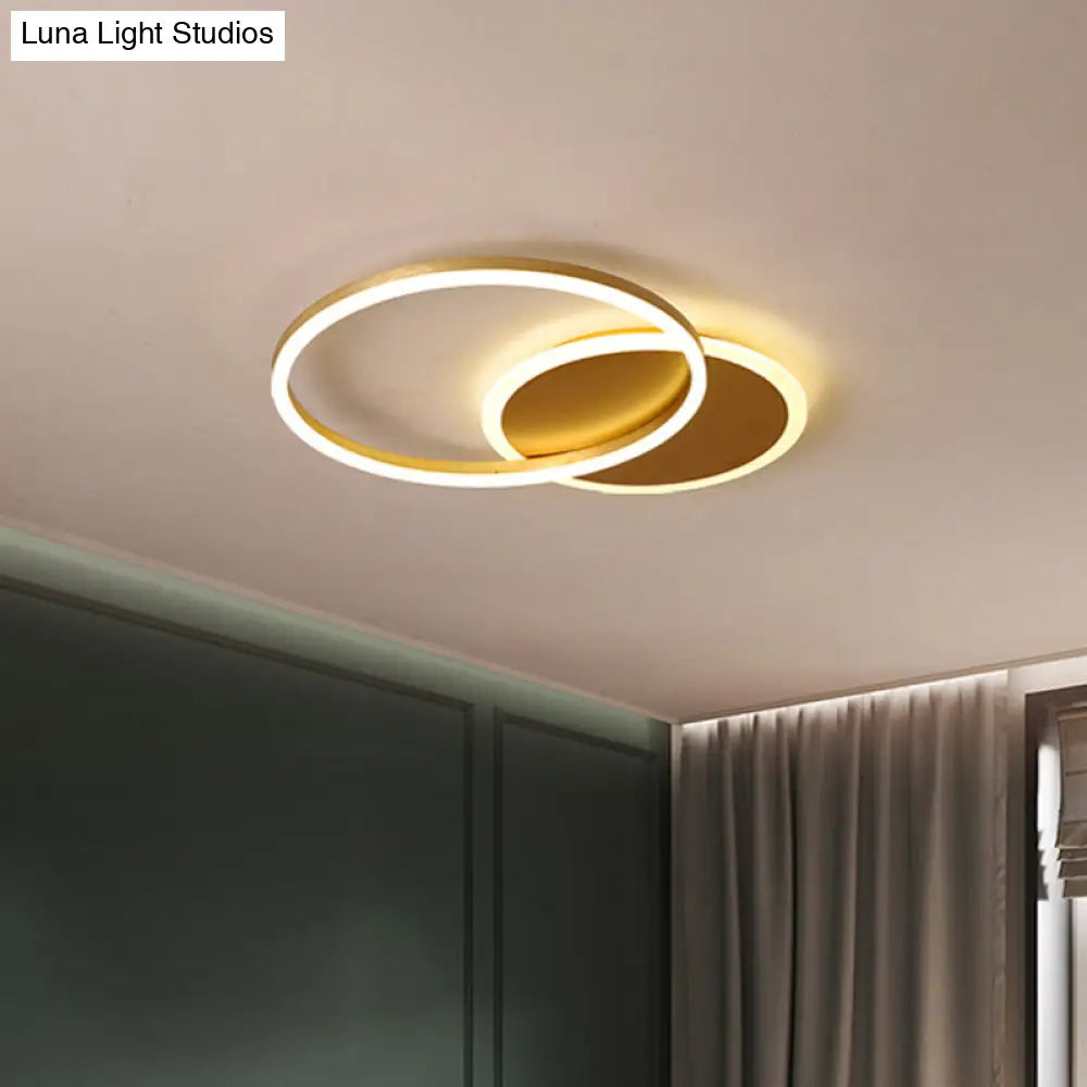 Modernist Led Flushmount Gold Hoop Ceiling Light Acrylic Shade Warm/White 2/3/5-Head 2 / White