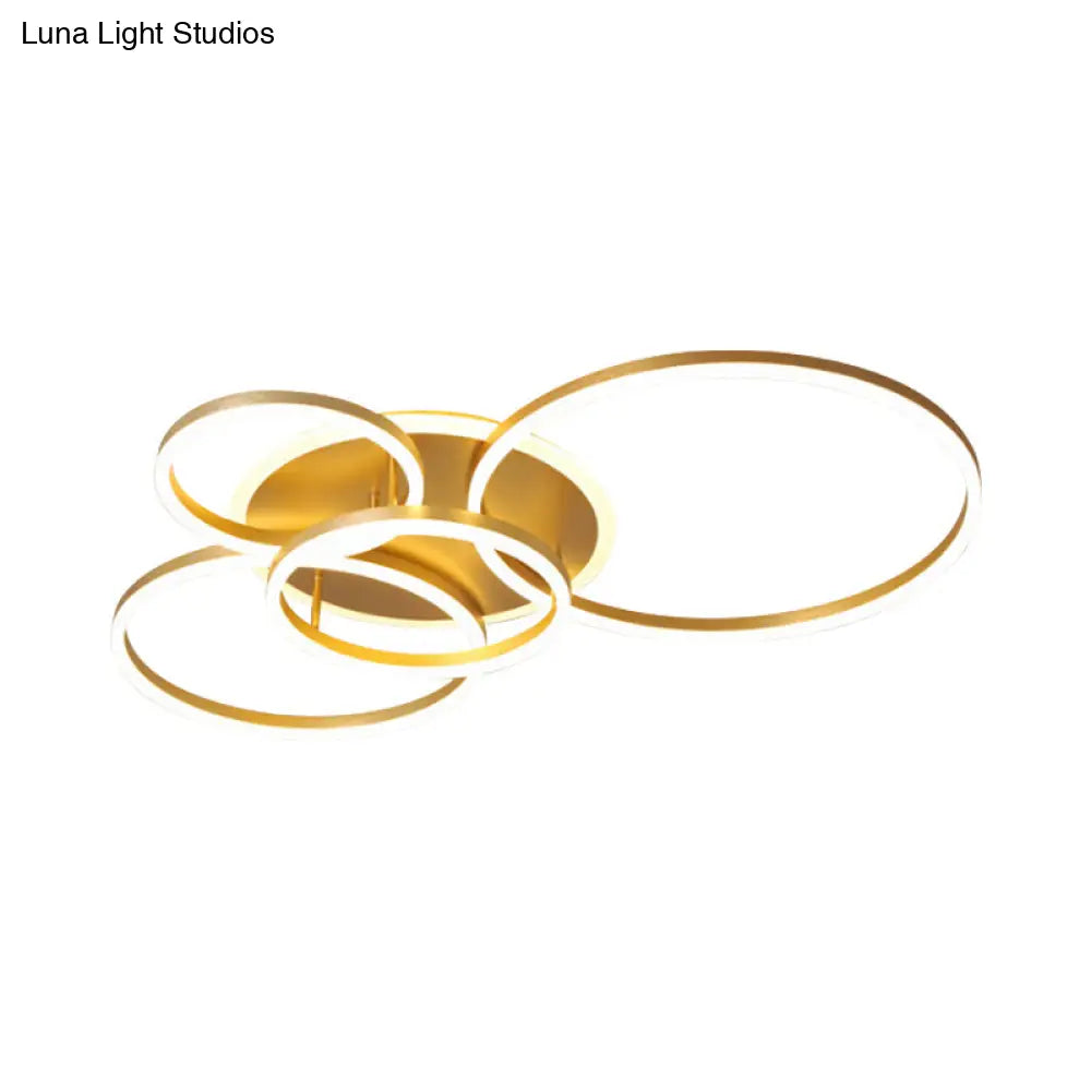 Modernist Led Flushmount Gold Hoop Ceiling Light Acrylic Shade Warm/White – 2/3/5-Head
